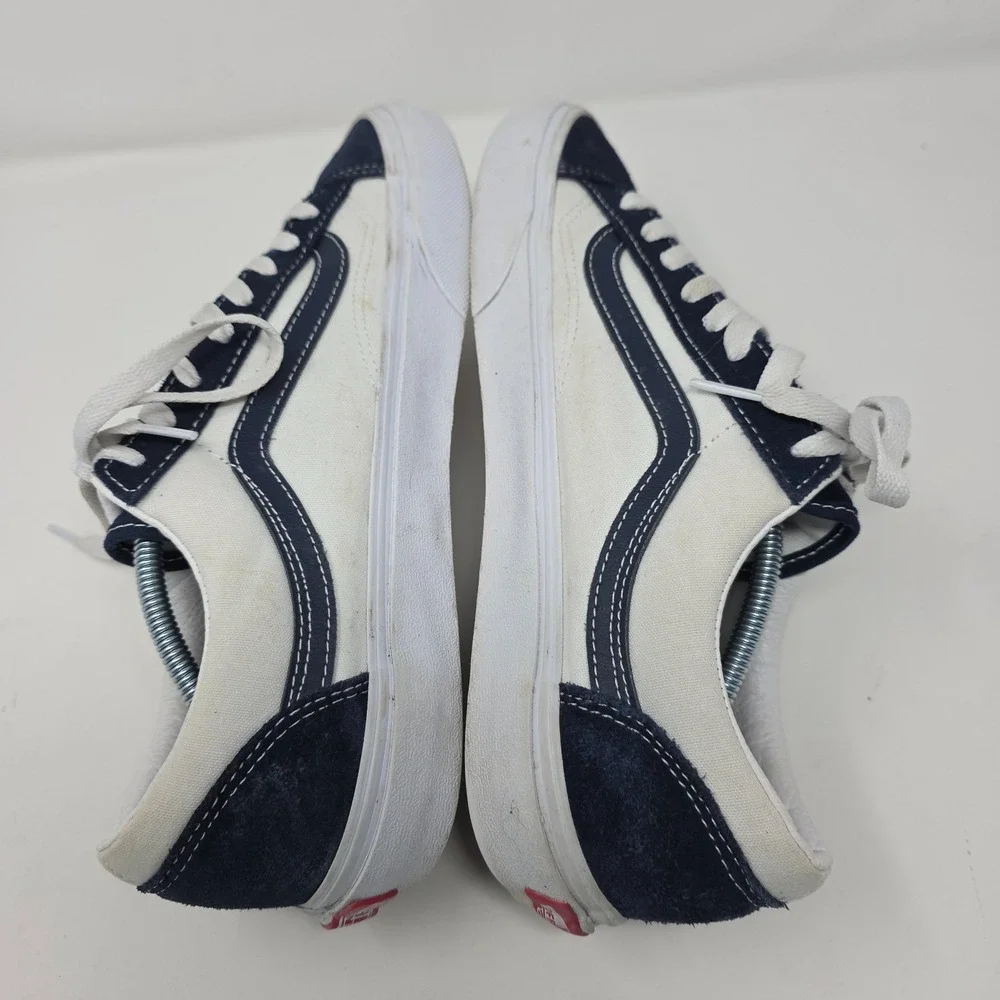 Vans Old Skool Men 10 Navy Blue White Canvas Suede Low Top Skate Sneakers
